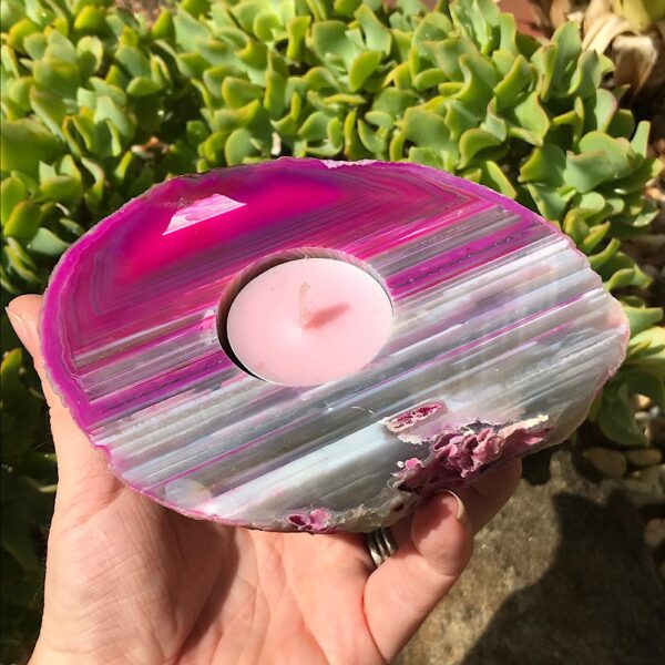 Pink Agate Candle Holder - Image 3