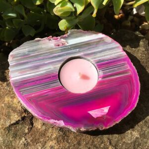 Pink Agate Candle Holder