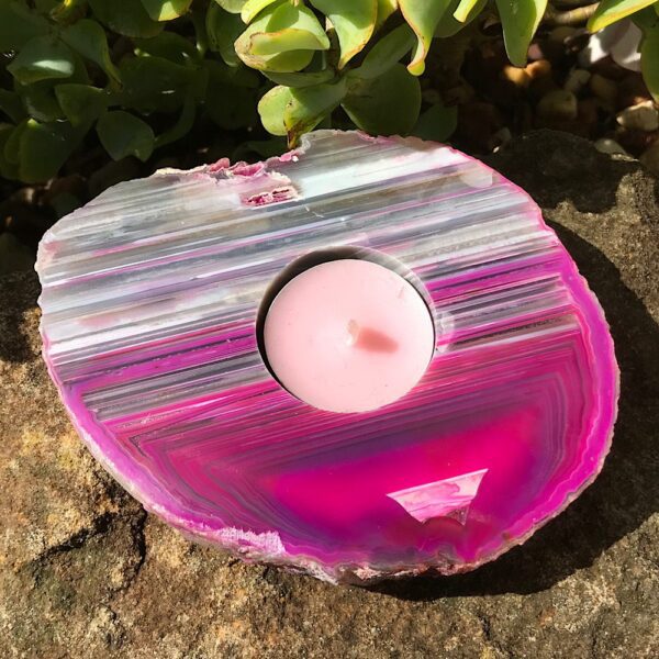 Pink Agate Candle Holder