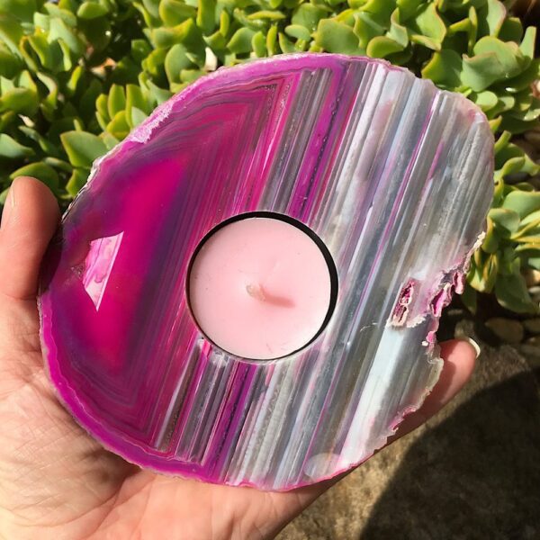 Pink Agate Candle Holder - Image 2