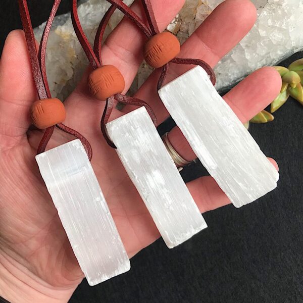 Selenite Leather Necklace - Image 3