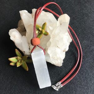 Selenite Leather Necklace