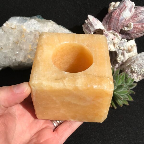 Orange Calcite Candle Holder - Image 2