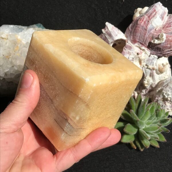 Orange Calcite Candle Holder - Image 2
