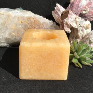 Orange Calcite Candle Holder