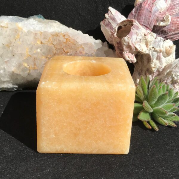 Orange Calcite Candle Holder