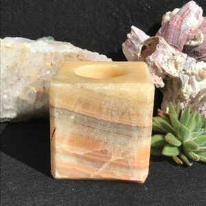 Orange Calcite Candle Holder
