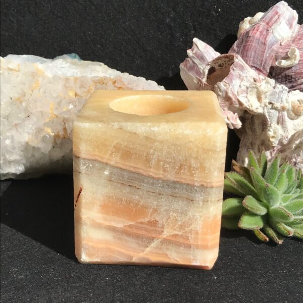 Orange Calcite Candle Holder
