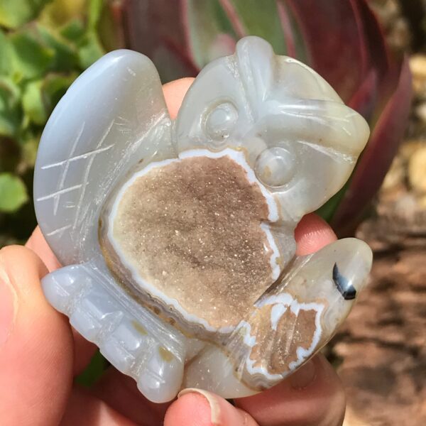 Grey Agate Druze Owl - Image 3