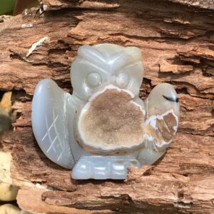 Grey Agate Druze Owl