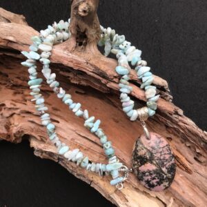 Larimar and Rhodonite Necklace
