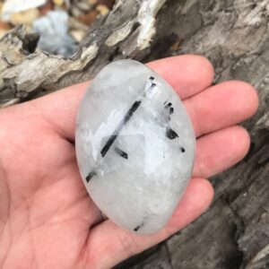 Tourmilated Quartz Palm Stone