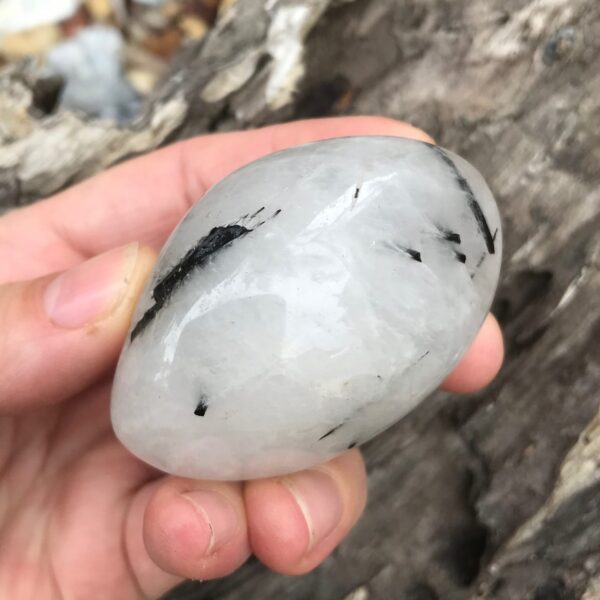 Tourmilated Quartz Palm Stone - Image 2
