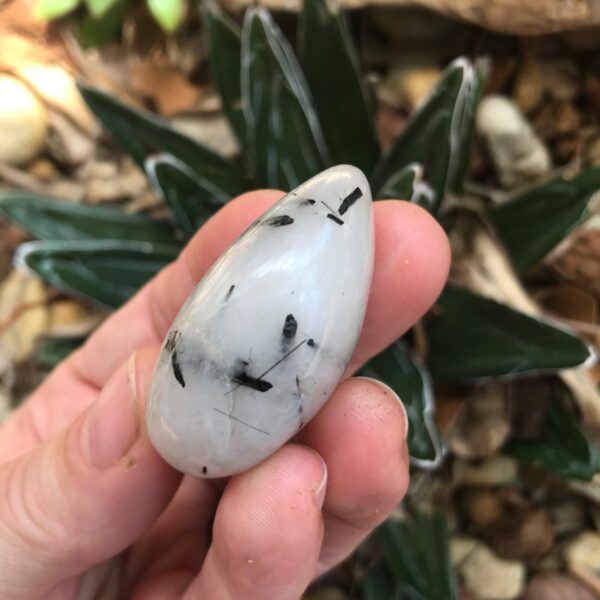 Tourmilated Quartz Palm Stone - Image 3