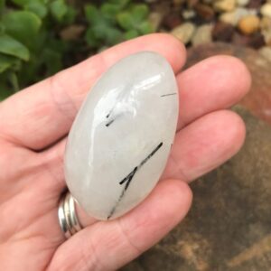 Tourmilated Quartz Palm Stone