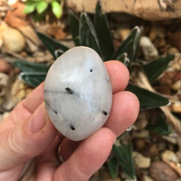 Tourmilated Quartz Palm Stone - Image 2