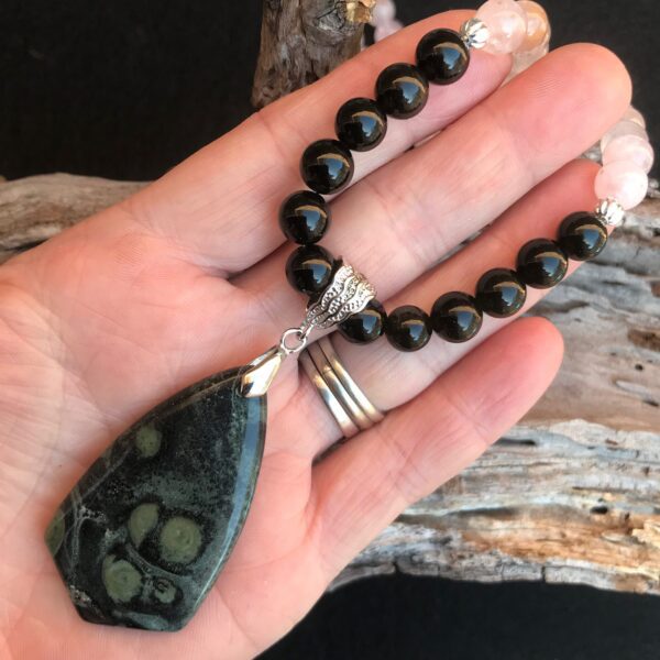 Rose Quartz, Obsidian and Kambaba Necklace - Image 4