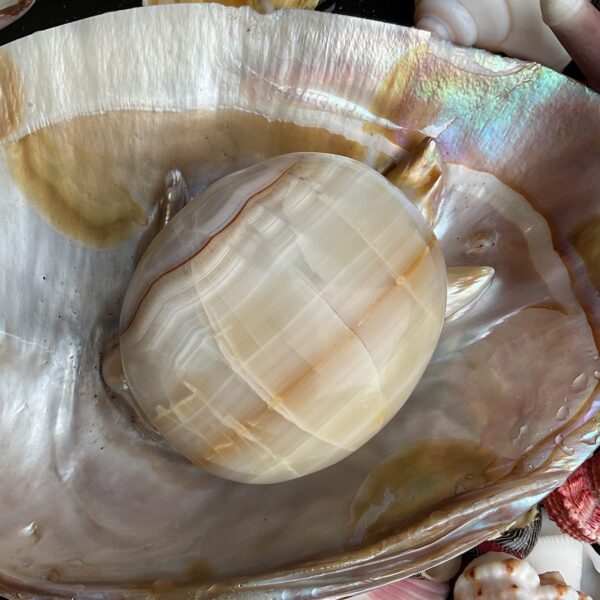Banded Calcite Palm Stone