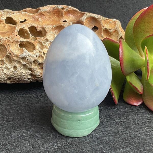 Blue Calcite Egg with Stand