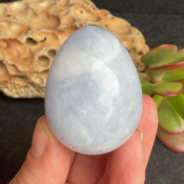 Blue Calcite Egg with Stand - Image 4