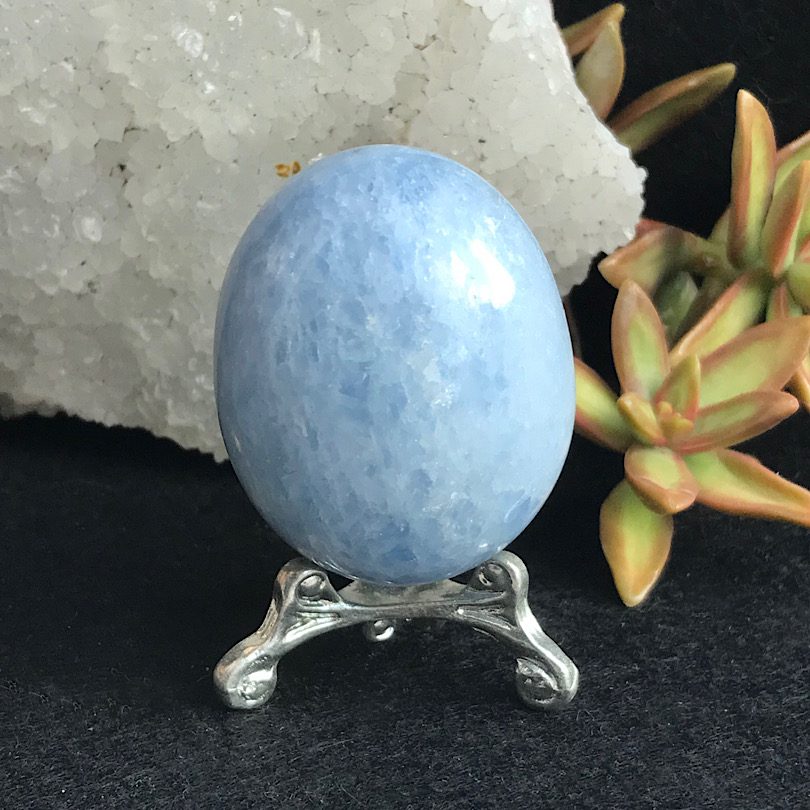 Blue Calcite Egg with Stand - Crystal Harmony Australia