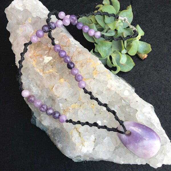 Lepidolite Handmade Macrame Necklace - Image 5