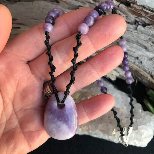 Lepidolite Handmade Macrame Necklace - Image 2