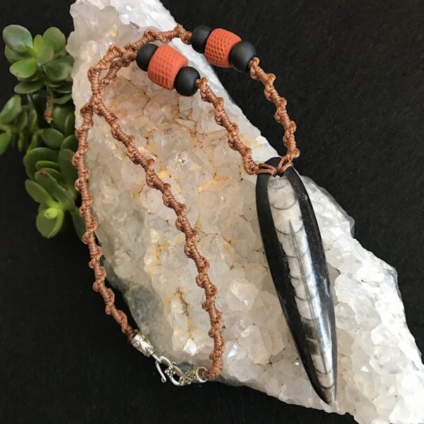 Orthoceras Fossil Macrame Necklace - Image 4