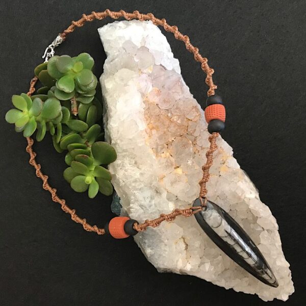 Orthoceras Fossil Macrame Necklace - Image 2
