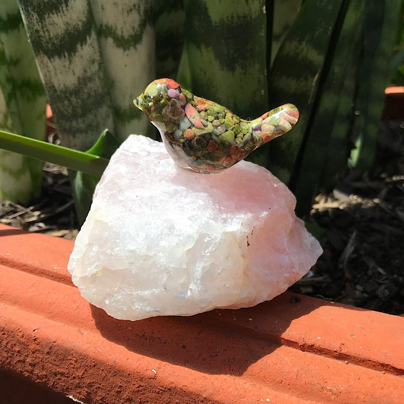 Bird on Rose Quartz - Crystal Harmony Australia