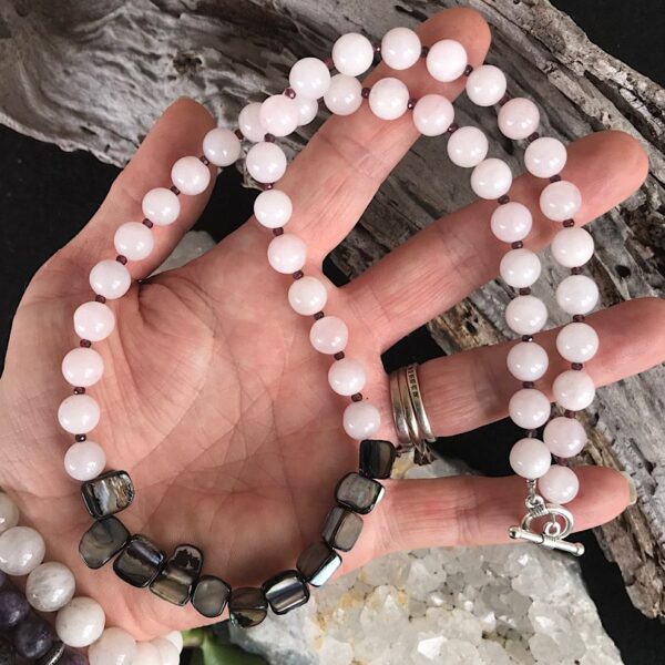 Rose Quartz, Garnet and Abalone Necklace - Image 2