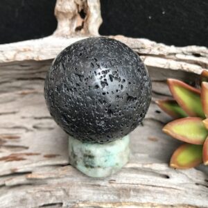Lava Rock Sphere on Stand