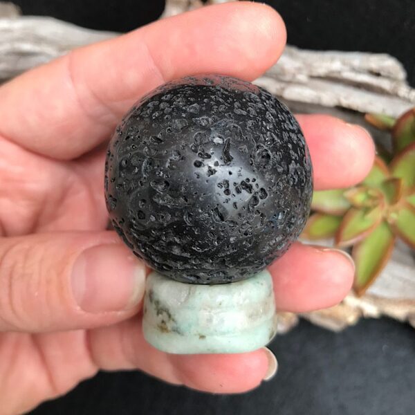 Lava Rock Sphere on Stand - Image 2