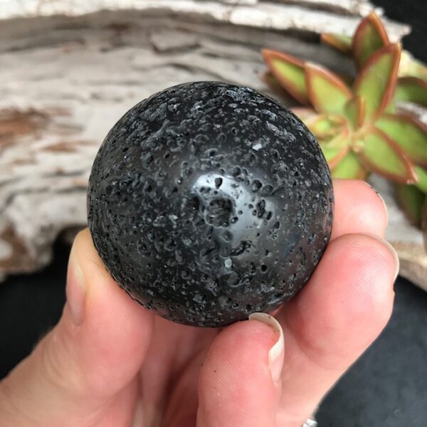 Lava Rock Sphere on Stand - Image 3