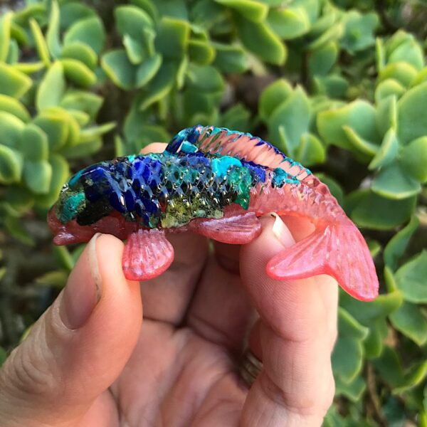 Chrysocolla, Malachite and Azurite Koi - Image 2