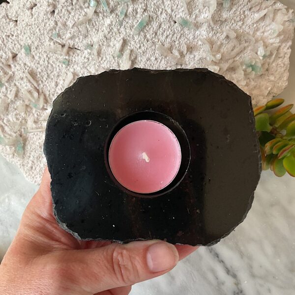 Black Tourmaline Candle Holder - Image 2