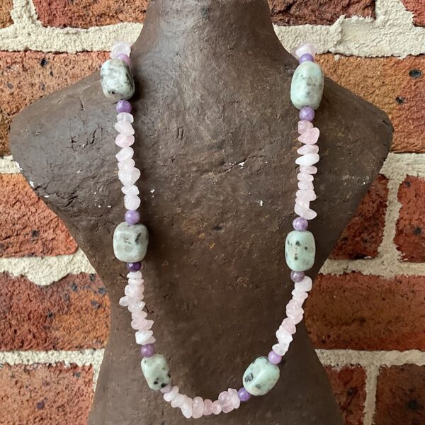 Rose Quartz and Sesame Jasper Necklace