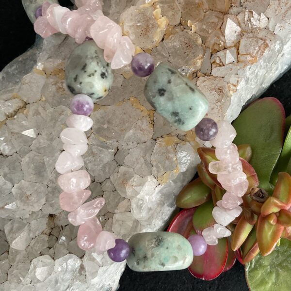 Rose Quartz and Sesame Jasper Necklace - Image 2