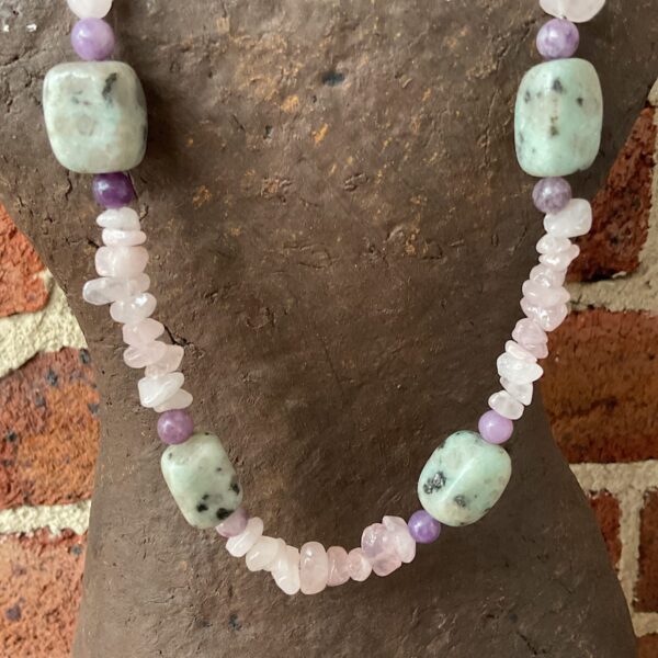 Rose Quartz and Sesame Jasper Necklace - Image 3