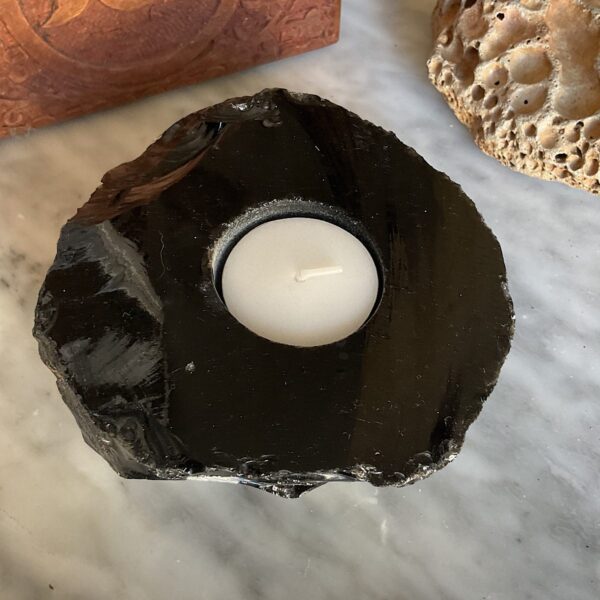 Black Obsidian Candle Holder - Image 2