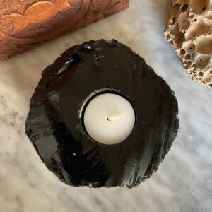 Black Obsidian Candle Holder