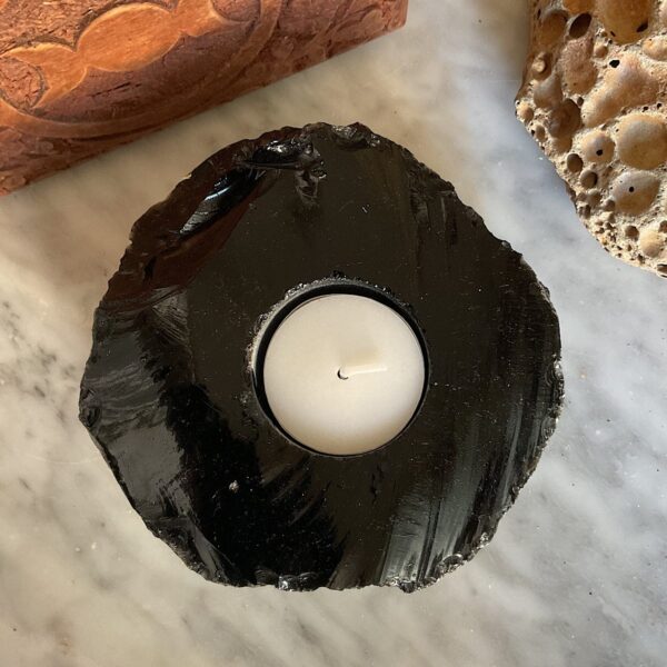 Black Obsidian Candle Holder