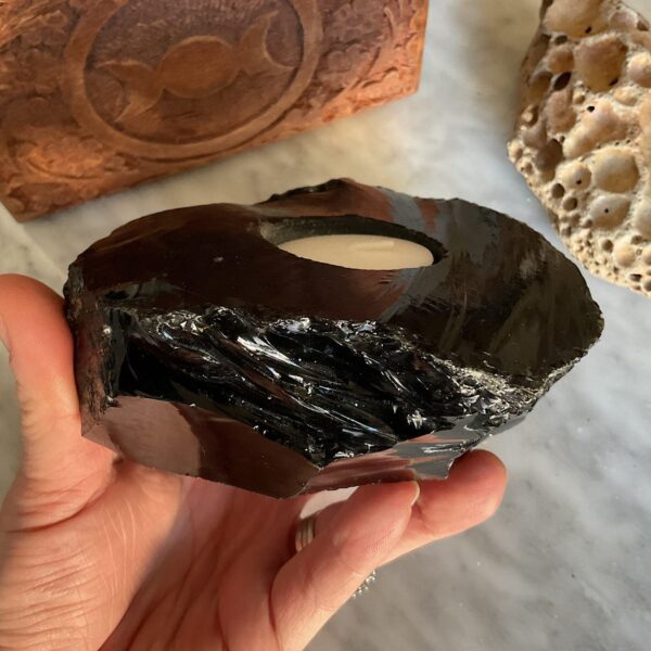 Black Obsidian Candle Holder - Image 3