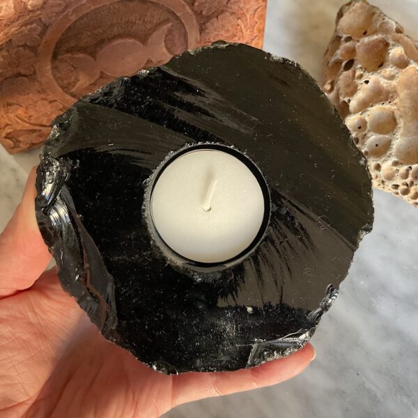 Black Obsidian Candle Holder - Image 4