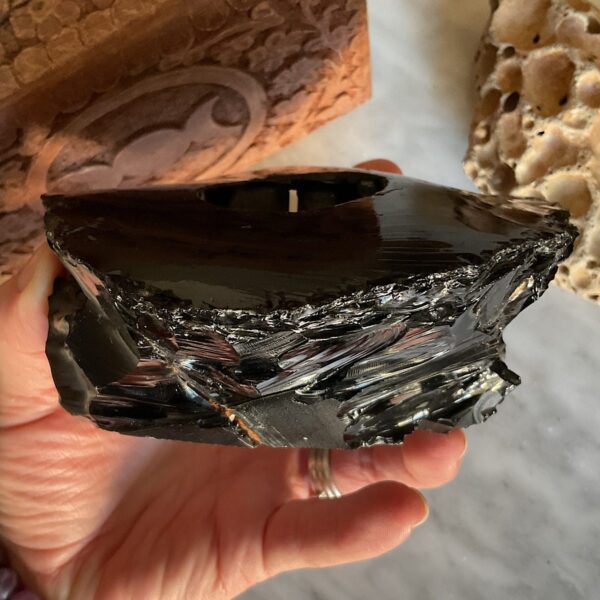 Black Obsidian Candle Holder - Image 3