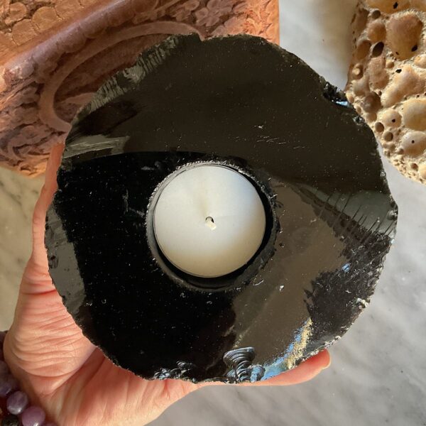Black Obsidian Candle Holder - Image 2