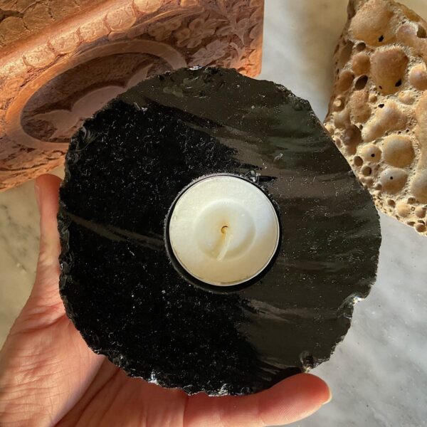 Black Obsidian Candle Holder - Image 2