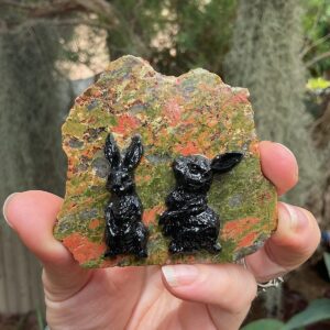 Rabbit on unakite