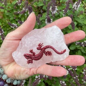 Lizard on Rose Quartz