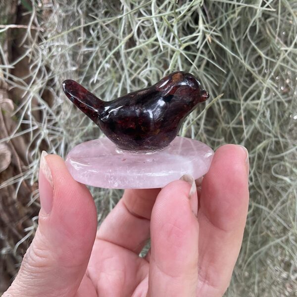 Garnet Bird on Rose Quartz - Image 2